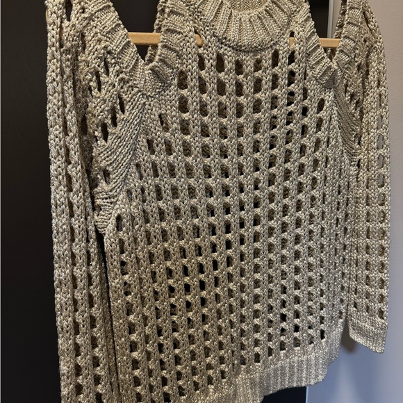 NWOT GOLDEN GATE Cocomore Gold Sweater/Mesh Open Shoulders, Size Large - Picture 7 of 12